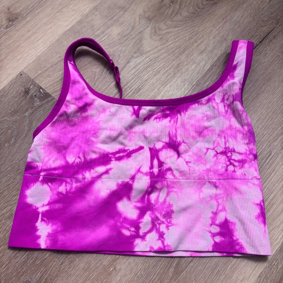 PINK Victoria's Secret Other - PINK Victorias Secret Seamless Tie Dye Sports Bra Purple Pink Adjustable Straps